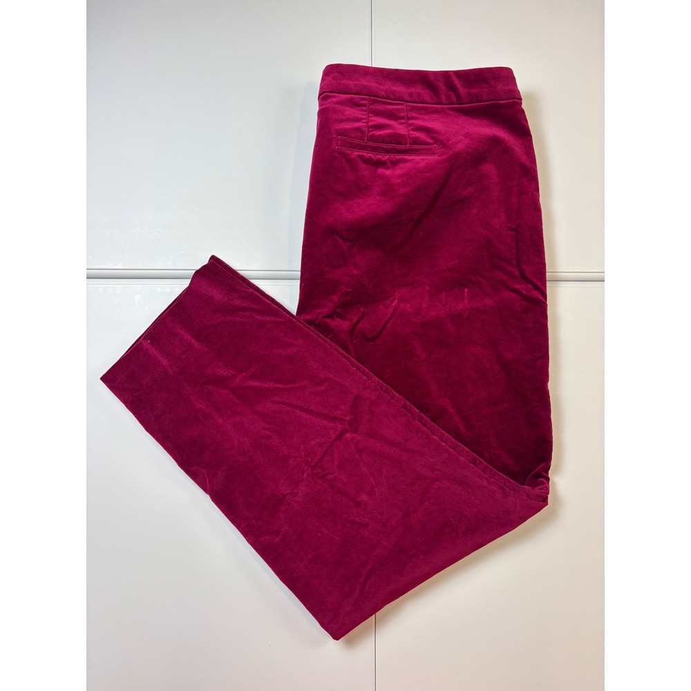 Talbots Straight Leg Velveteen Pant Womens 18WP Burgundy Red Cotton Stretch